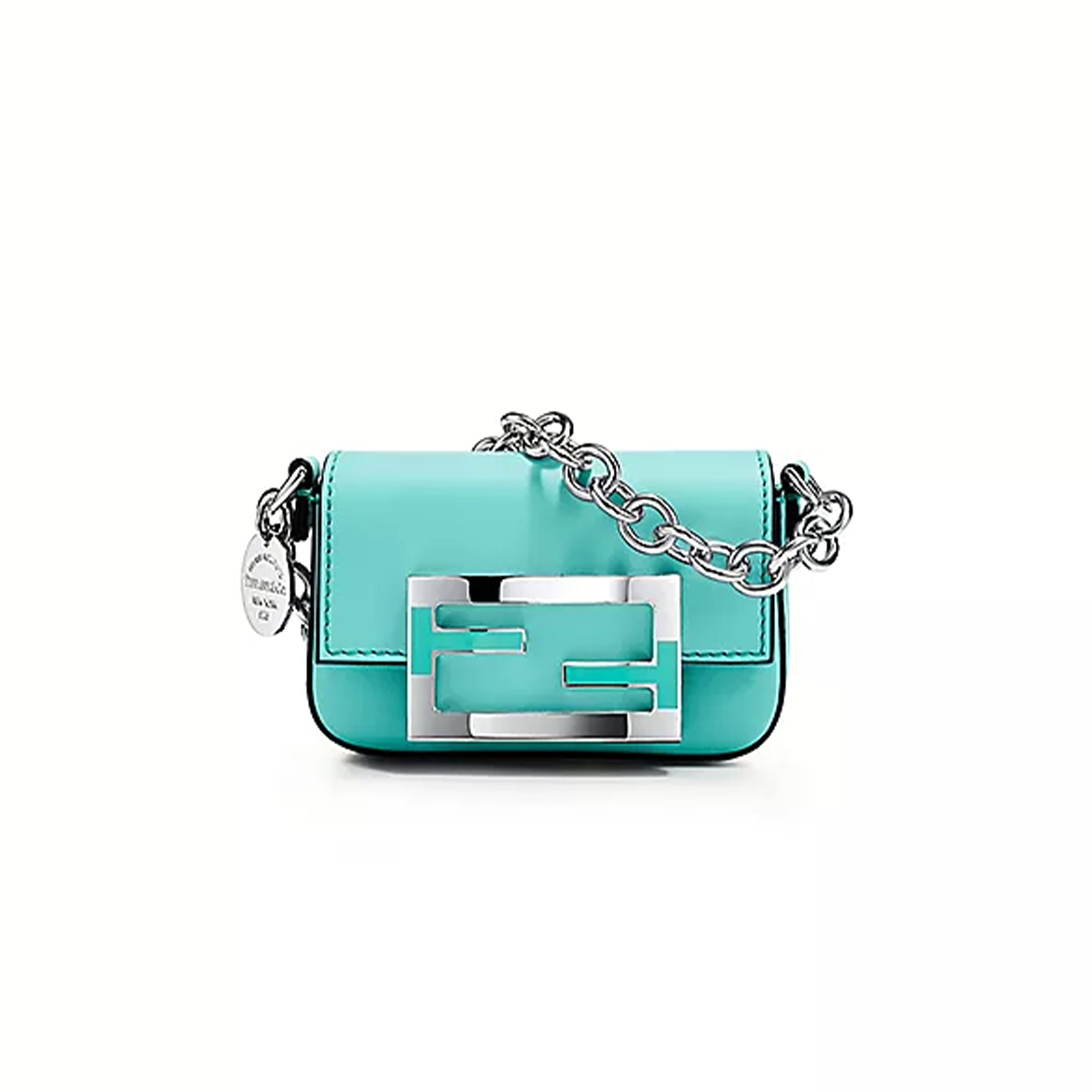 FENDI X TIFFANY NANO BAGUETTE IN TIFFANY BLUE® LEATHER WITH STERLING SILVER (11*7*2cm)